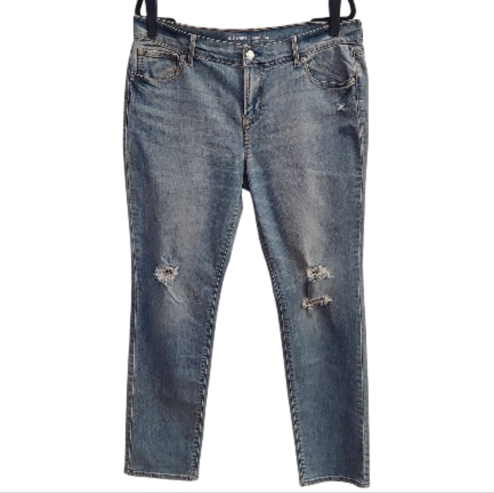 OLD NAVY 12 Original Mid-rise Light Washed Distressed Straight Leg Jeans